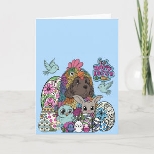 Tarjeta Feliz Pascua amigos difusos y emplumados