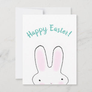 Tarjeta Feliz Pascua azul turquesa divertido conejo escrit