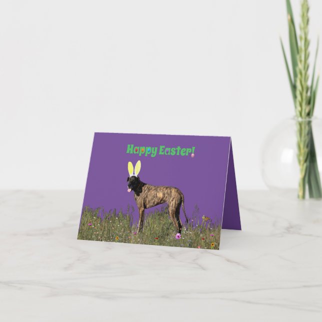 Tarjeta Feliz Pascua Brindle Great Dane (Anverso)