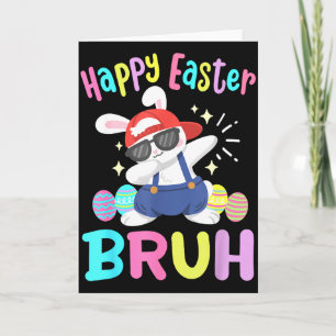 Tarjeta Feliz Pascua Bruh divertido conejo haciendo Dab Da