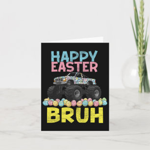 Tarjeta Feliz Pascua Bruh Gracioso Monstruo Camión Conejo
