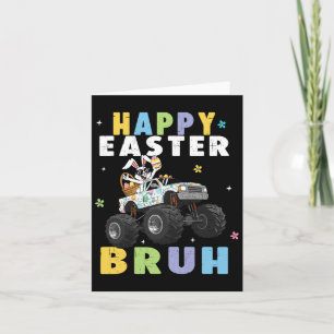 Tarjeta Feliz Pascua Bruh Gracioso Monstruo Camión Conejo