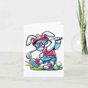 Tarjeta Feliz Pascua Bunny Golf Amantes Deportivos Hombres