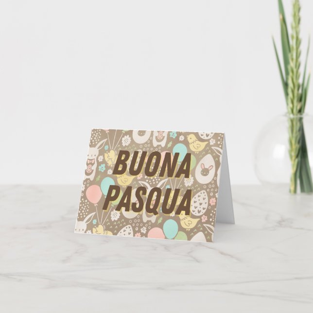 Tarjeta Feliz Pascua, Buona Pasqua  (Anverso)