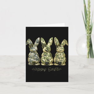 Tarjeta Feliz Pascua Camo Bunny Rabbit Coquette Bow