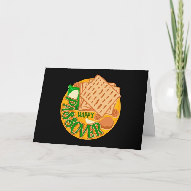 Tarjeta Feliz Pascua con linda Matzo Fiesta Judía (Anverso)