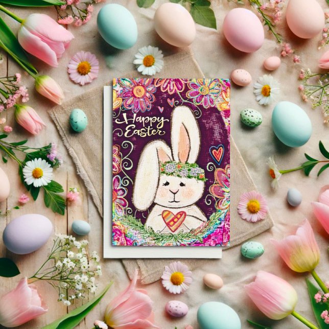 Tarjeta Feliz Pascua Conejo Cute Diversión Niños Inespirit (Subido por el creador)