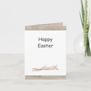 Tarjeta Feliz Pascua Conejo de Pascua Gingham Relajado 