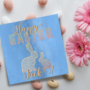Tarjeta Feliz Pascua - conejos punteados