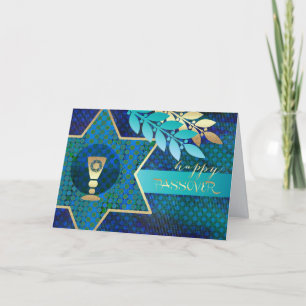 Tarjeta Feliz Pascua. Copa de David y Kiddush