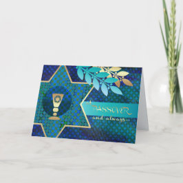 Tarjeta Feliz Pascua. Copa de David y Kiddush