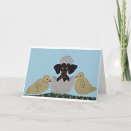 Tarjeta Feliz Pascua Dachshund negro y canela en huevo