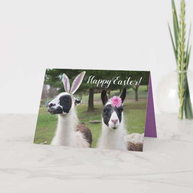Tarjeta Feliz Pascua de 2 Llamas de Pascua (Anverso)