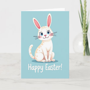 Tarjeta Feliz Pascua de Gato Conejo