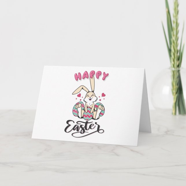 Tarjeta Feliz Pascua de parte del simpático conejo de Pasc (Anverso)