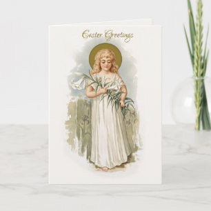 Tarjeta Feliz Pascua de Resurrección Virgen María Religios