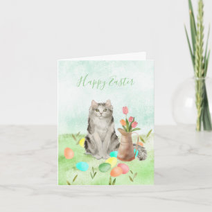 Tarjeta Feliz Pascua desde el gato
