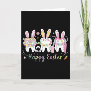 Tarjeta Feliz Pascua Dientes Conejo Orejas Dental Dentista