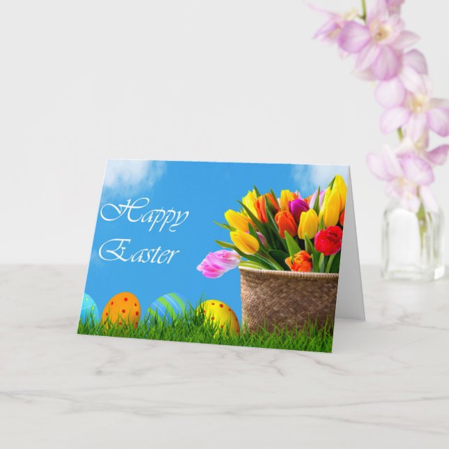Tarjeta Feliz Pascua, diseño popular (Orquídea)