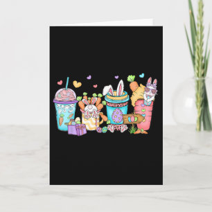 Tarjeta Feliz Pascua Es La Temporada Conejo Café Latte Hie