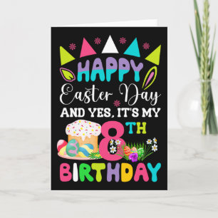 Tarjeta Feliz Pascua Es Mi Cumpleaños Número 8 Bunny Huevo