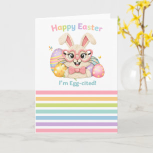 Tarjeta Feliz Pascua Estoy Emocionado Conejo