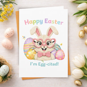 Tarjeta Feliz Pascua Estoy Emocionado Conejo