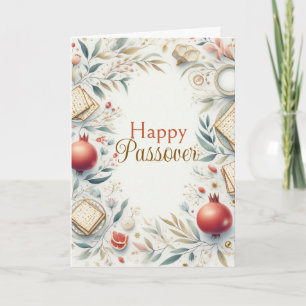 Tarjeta Feliz Pascua Floral Granadas Matzá
