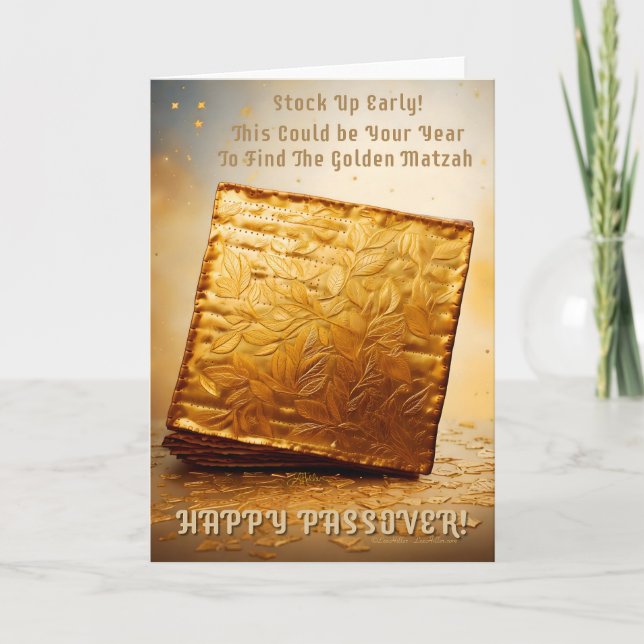 Tarjeta ¡Feliz Pascua! Golden Matzah (Anverso)