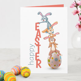 Tarjeta Feliz Pascua Gracioso Huevo Conejo Conejo Conejo M