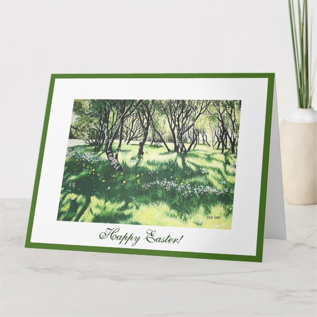 Tarjeta Feliz Pascua hermosa Islandia Reykjavik Park arte (Anverso)