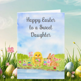 Tarjeta Feliz Pascua hija pollito bebé