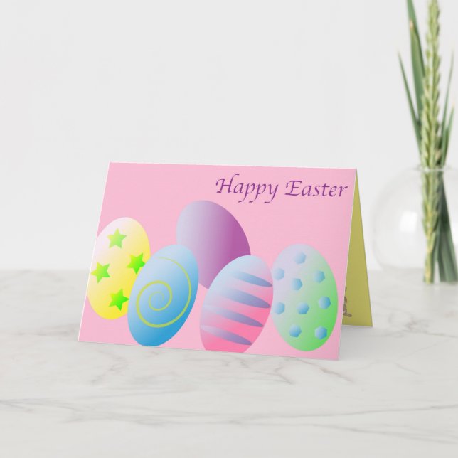 Tarjeta Feliz Pascua Huevos Coloridos Personalizables (Anverso)