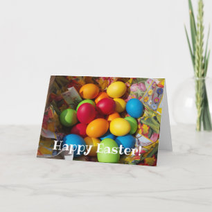 Tarjeta Feliz Pascua huevos coloridos pisanky tradicional