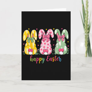 Tarjeta Feliz Pascua Lindo Arco Coqueto Rosa Flor Conejo R