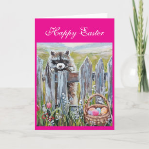 Tarjeta Feliz Pascua Mapache