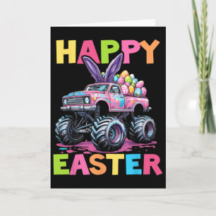 Tarjeta Feliz Pascua Monster Truck Huevos de Pascua Niño e