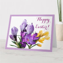 Feliz Pascua morado crocus amarillo bonito floral