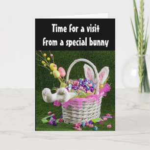TARJETA FELIZ "PASCUA" NIÑA ESPECIAL DE UN CONEJO ESPECIAL