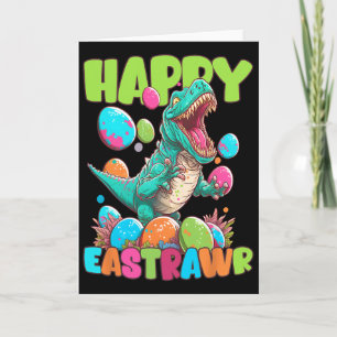 Tarjeta Feliz Pascua Niño Niño T-rex Pascua Dino