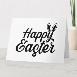 Tarjeta Feliz Pascua, Orejas de Conejo en Texto Negro