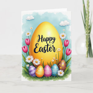 Tarjeta Feliz Pascua Óvalo Dorado