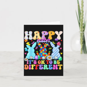 Tarjeta Feliz Pascua para ser diferente conejo autismo