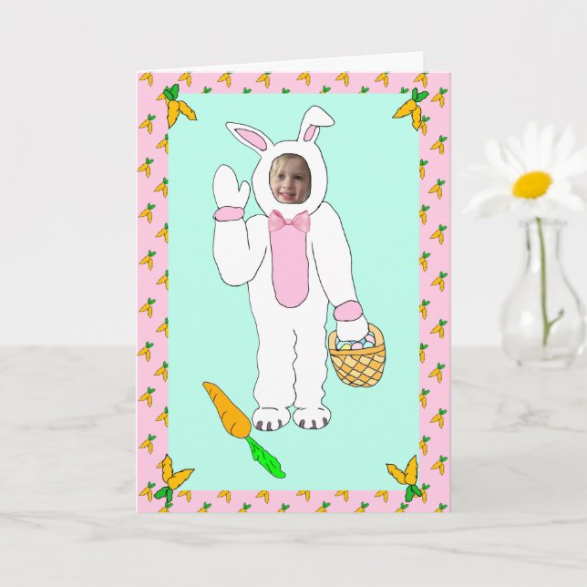 Tarjeta Feliz Pascua Personalizada Foto Conejo de Pascua (Planta pequeña)
