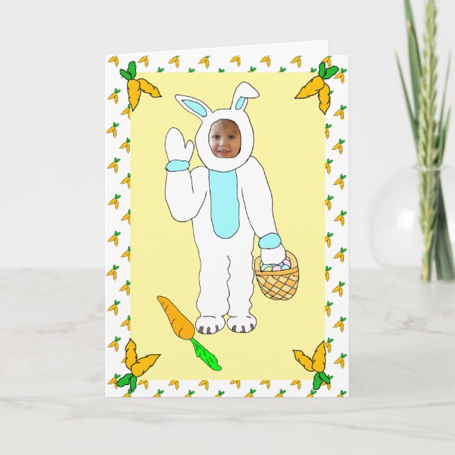 Tarjeta Feliz Pascua Personalizada Foto Conejo de Pascua (Anverso)