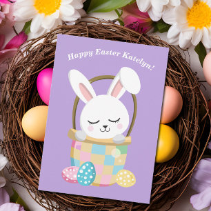 Tarjeta Feliz Pascua Personalizada Pastel Púrpura