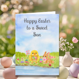 Tarjeta Feliz Pascua Pollito