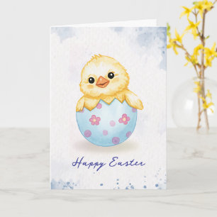 Tarjeta Feliz Pascua Pollito Bebé Acuarela
