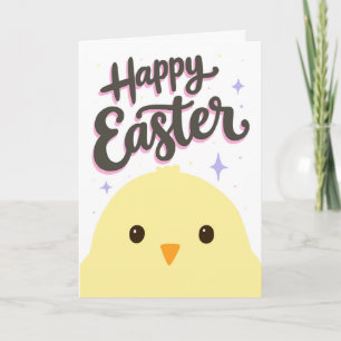 Tarjeta Feliz Pascua Pollito Cartoon Pastel Lindo