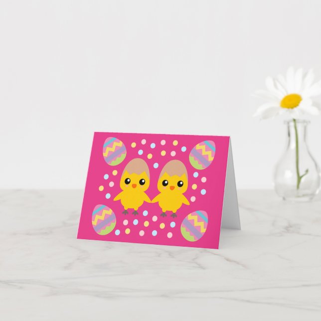 Tarjeta Feliz Pascua Pollitos Lindos (Planta pequeña)